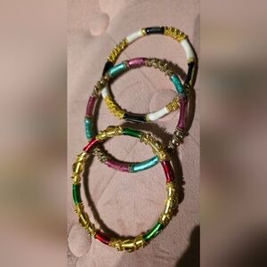Colorful Gold-Tone Vintage Bangles